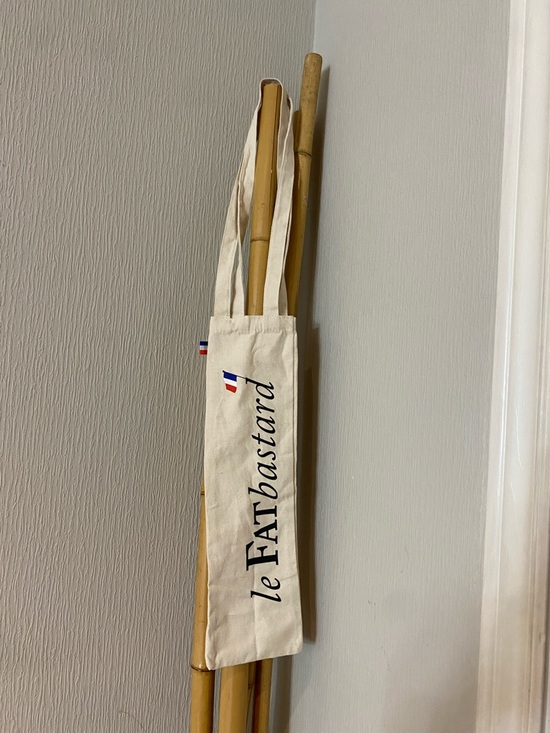 Other - le FATbastard Canvas Wine Tote - Cream with Navy & Red Accents